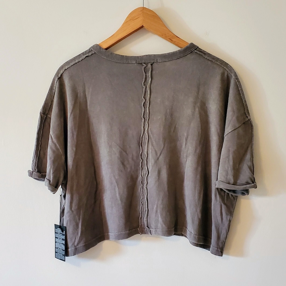NWT Forever 21 Drop-Sleeve Cropped Tee Shirt - Grey Size XL - Picture 7 of 10